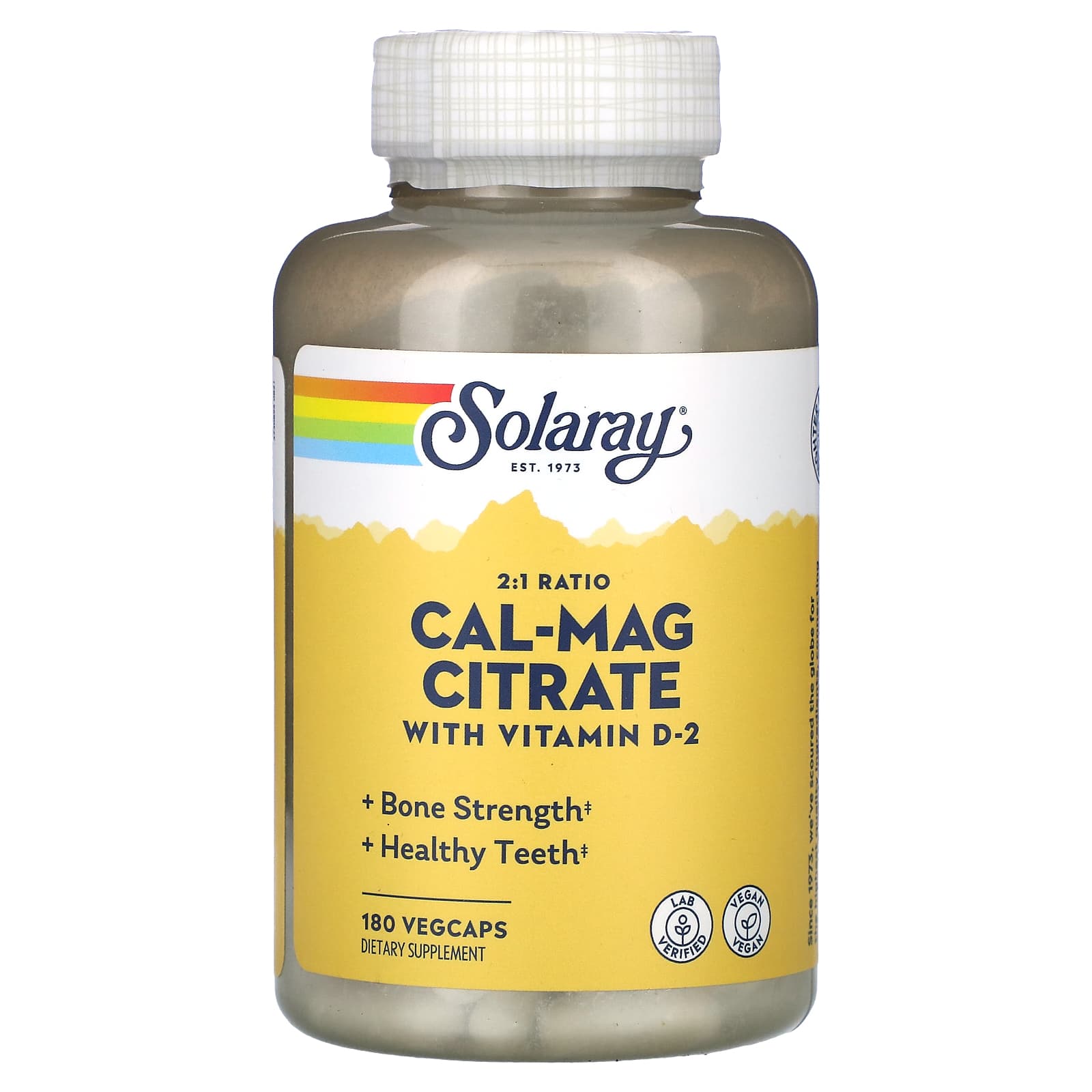 Solaray, Cal-Mag Citrate With Vitamin D 1000/500 mg, 180 VegCaps UPC 076280045277 | HiLife Vitamins
